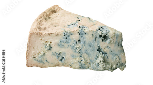 Принти на полотні Wedge of blue cheese with mold veins, isolated on transparent background