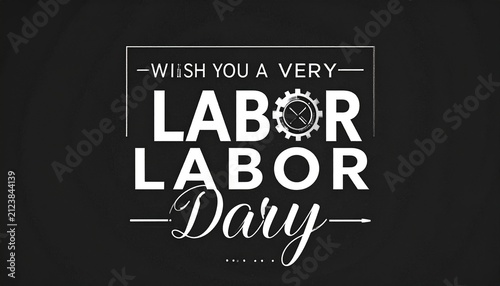 Labor Day greeting with gears and wrenches.