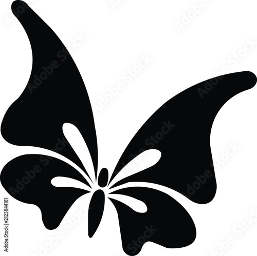 Decorative Butterfly Silhouette Vector  Elegant Black Butterfly Icon  Nature Floral Illustration