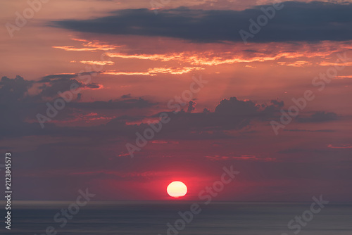 Stunning peaceful Summer sunset landscape over Trevose Head in Cornwall England