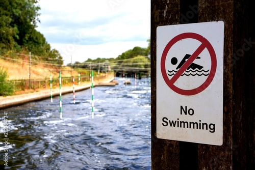 No Swimming sign. Near the white water rafting course.
