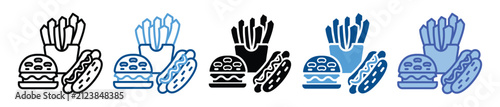 Fast Food icon set multiple style