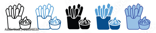 French Fries icon set multiple style