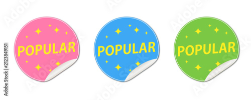 Round colorful popular sticker set