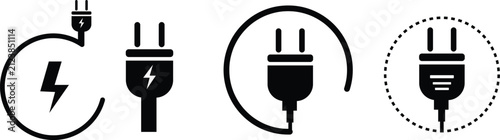 Electric Plug Icons Set Flat Vector for Power Charging Interface
