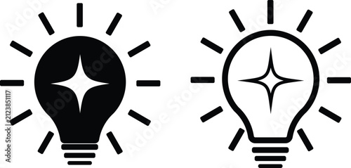 Idea Light Bulb Icons Set Flat Vector for Business Innovation Concept