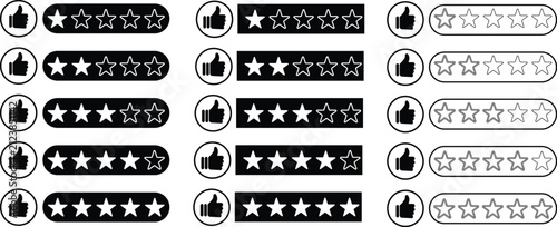 Star Rating Icons Set Vector Flat Design for Feedback and Review UI