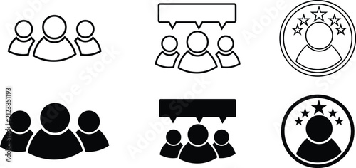 User Group Icons Set Flat Vector for Business Website UI Design