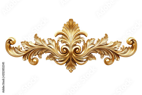 Gold Ornate Rococo Style Decorative Scrollwork Ornament With Acanthus Leaves Motif