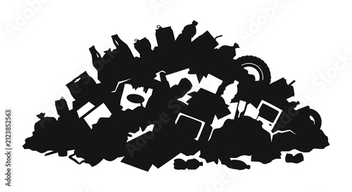 Konstfotografi Pile Of Discarded Objects In Black Silhouette