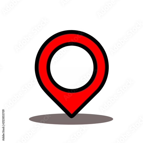 Vector red map pointer icon indicating destination location with location navigation destination