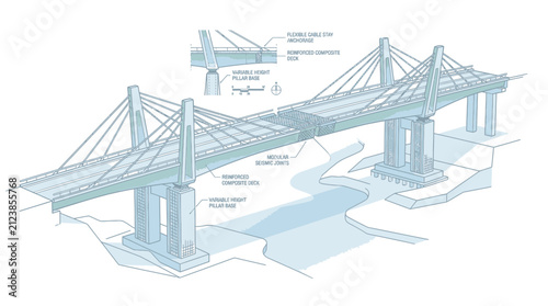 Modern Cable-Stayed Bridge Engineering Illustration