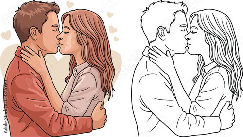 Couple kissing romantically in an embrace