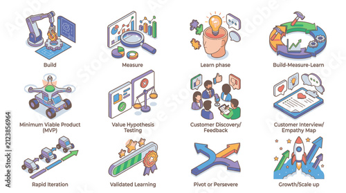 Colorful flat design icons for modern education concepts.