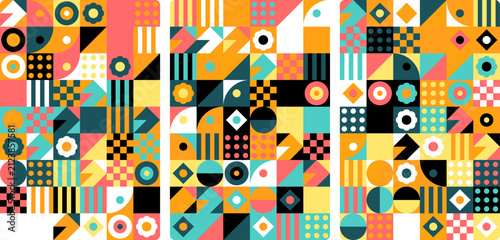 Colorful geometric grid pattern with abstract shapes geometric abstract colorful background