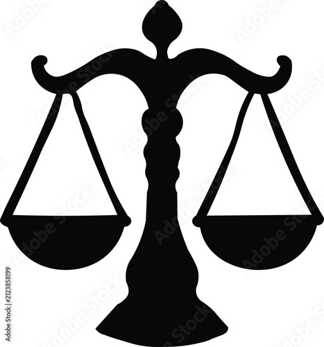 Justice Scale Silhouette Vector | Balance Scale Legal Symbol | Law and Court Icon Black Illustration