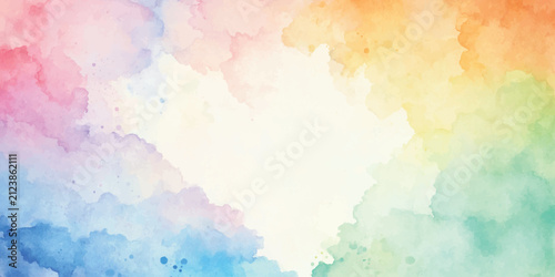 Colorful Abstract Watercolor Background with Pastel Rainbow Splashes