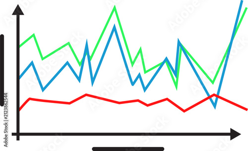 Line graph with colored data lines flat vector illustration for business analytics and statistics