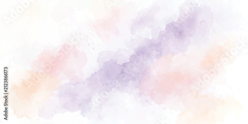 Soft Pastel Watercolor Texture in Purple Pink and Peach on White