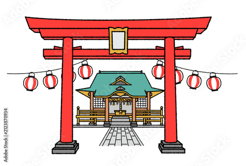神社のお祭りのベクターイラスト　日本