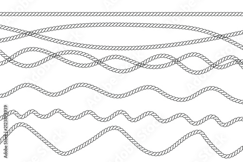 A collection of hand drawn rope frames featuring various wavy and straight nautical cord designs for creative border decorations
