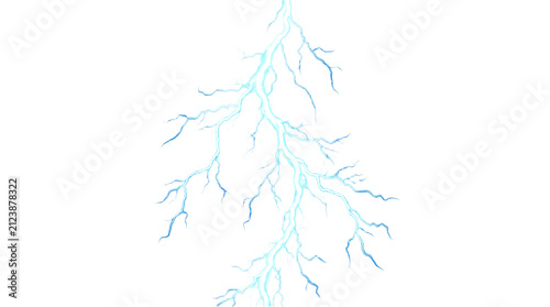 Realistic Blue Lightning Bolt Flash and Electrical Discharge Isolated transparent Background