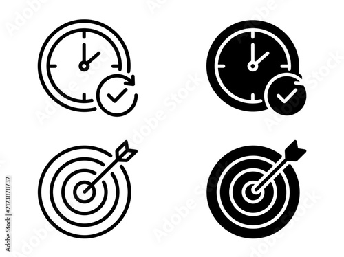 Minimalist time management concept with clock and calendar vector