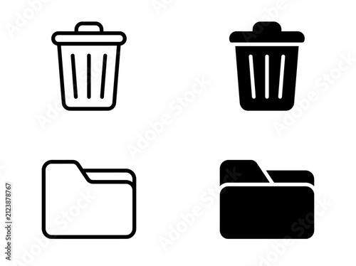 Recycle bin icon set for digital interface design and waste management