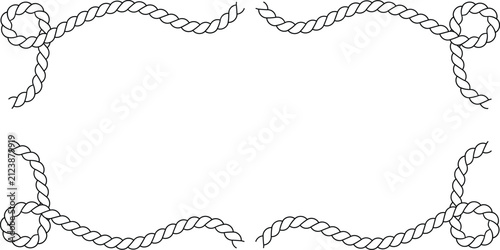 Decorative vintage style rope frames featuring nautical twisted cord patterns for elegant border designs on white background isolated illustration
