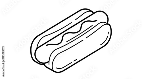 Simple outline hot dog with condiment illustration