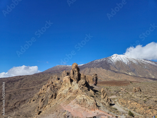 Volcanic mountain landscape with rocky formations