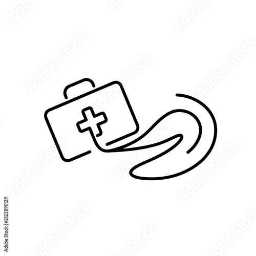 Minimalist continuous line art first aid kit.