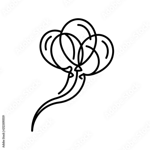 Balloons bunch minimalist line illustration