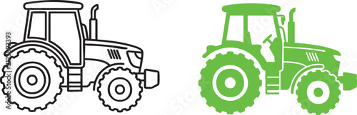 Konstfotografi Tractor icon set, agricultural machinery, farm vehicle vector illustration