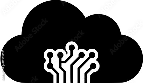 Cloud computing icon, AI technology symbol
