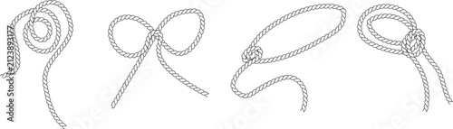A collection of hand drawn rope frames featuring nautical style cord borders and decorative vintage twine design elements isolated