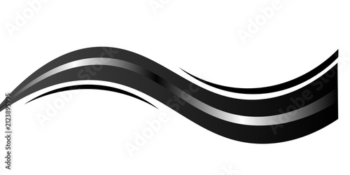 Modern black silver dynamic metallic wavy curve vector illustration isolated on white