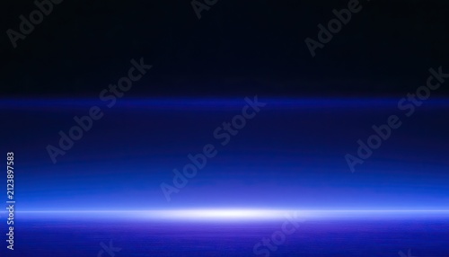 Dark expanse with a bright horizon of electric blue and white light