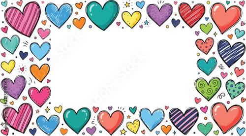 Frame with Colorful Hearts