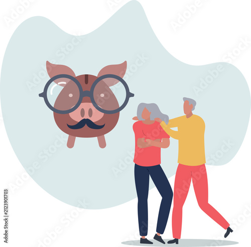 Quadro su tela Retirement savings plan, pension fund or investment for elderly, 401k or financial asset for retiree,life situation and activities