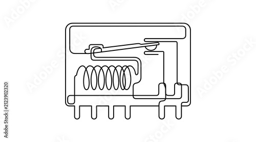 Bild auf Leinwand One line drawing of an electromechanical relay switch component
