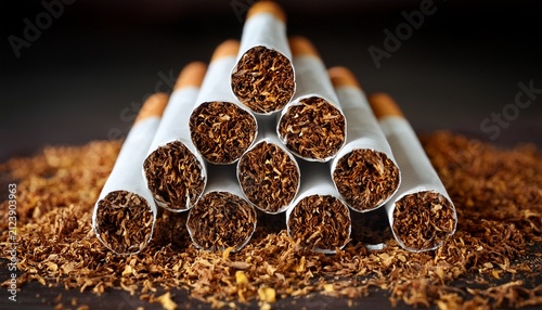 the cigarettes pyramid closeup of cigarettes and loose tobacco spills