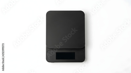 Black notebook with elastic band on white background