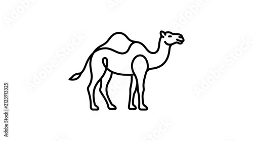 Foto Minimalist Dromedary Camel Line Art Icon on White Background