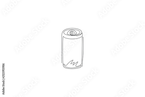 Bottle line art editable stroke continuous one line drawing with fork and wave