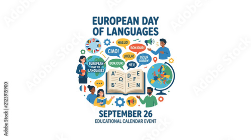 Bild auf Leinwand European Day of Languages Education Event Celebration Illustration
