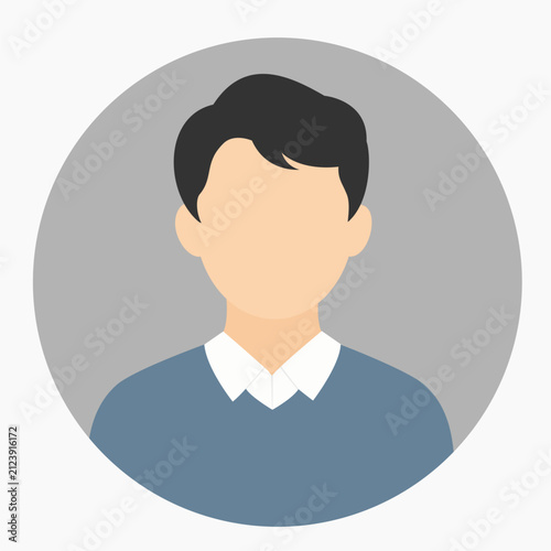 Male Profile Icon Vector with Sweater and Smart Casual Appearance in Modern Flat Icon Style for User Profile Avatar and Account Identity. Minimal Character Illustration for Mobile App Website and UI