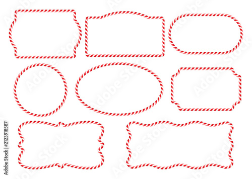 Candy cane frames set, christmas candies borders collection — classic vintage forms.