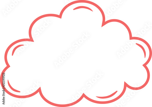 Red outline cloud shape with empty space for text or design
