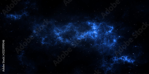 Obraz na plátne A mesmerizing nebula with swirling clouds of vibrant blue gas and distant stars paints a stunning cosmic vista, evoking awe and wonder